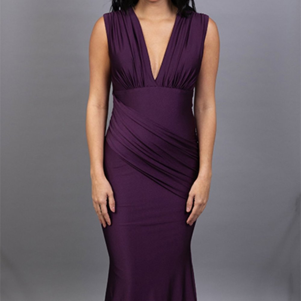 V-Neck Evening Bridesmaid Maxi Dress/Gown